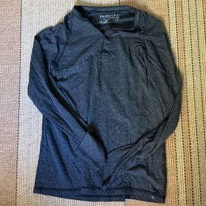 Faherty Charcoal Long Sleeve Polo